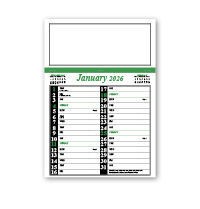 Green & Black Memo Postal Saver Calendar