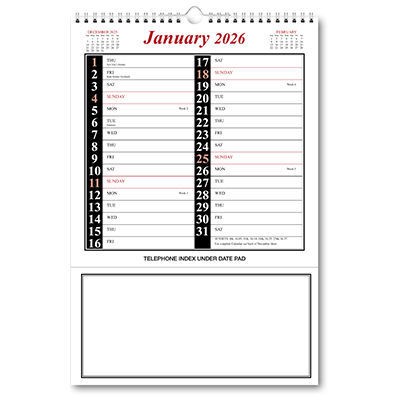 Red & Black Memo Calendar