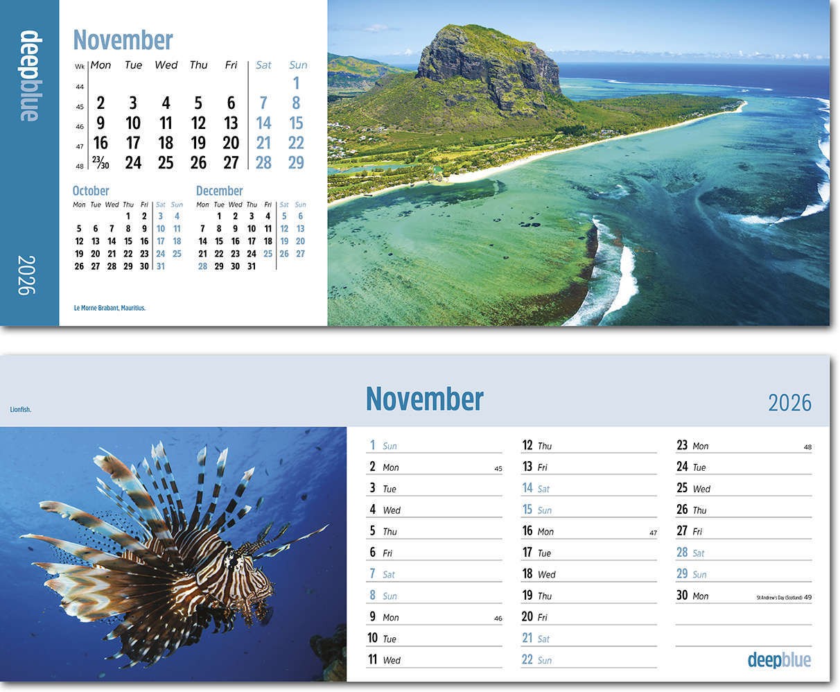 Deep Blue Task Station Desk Calendar