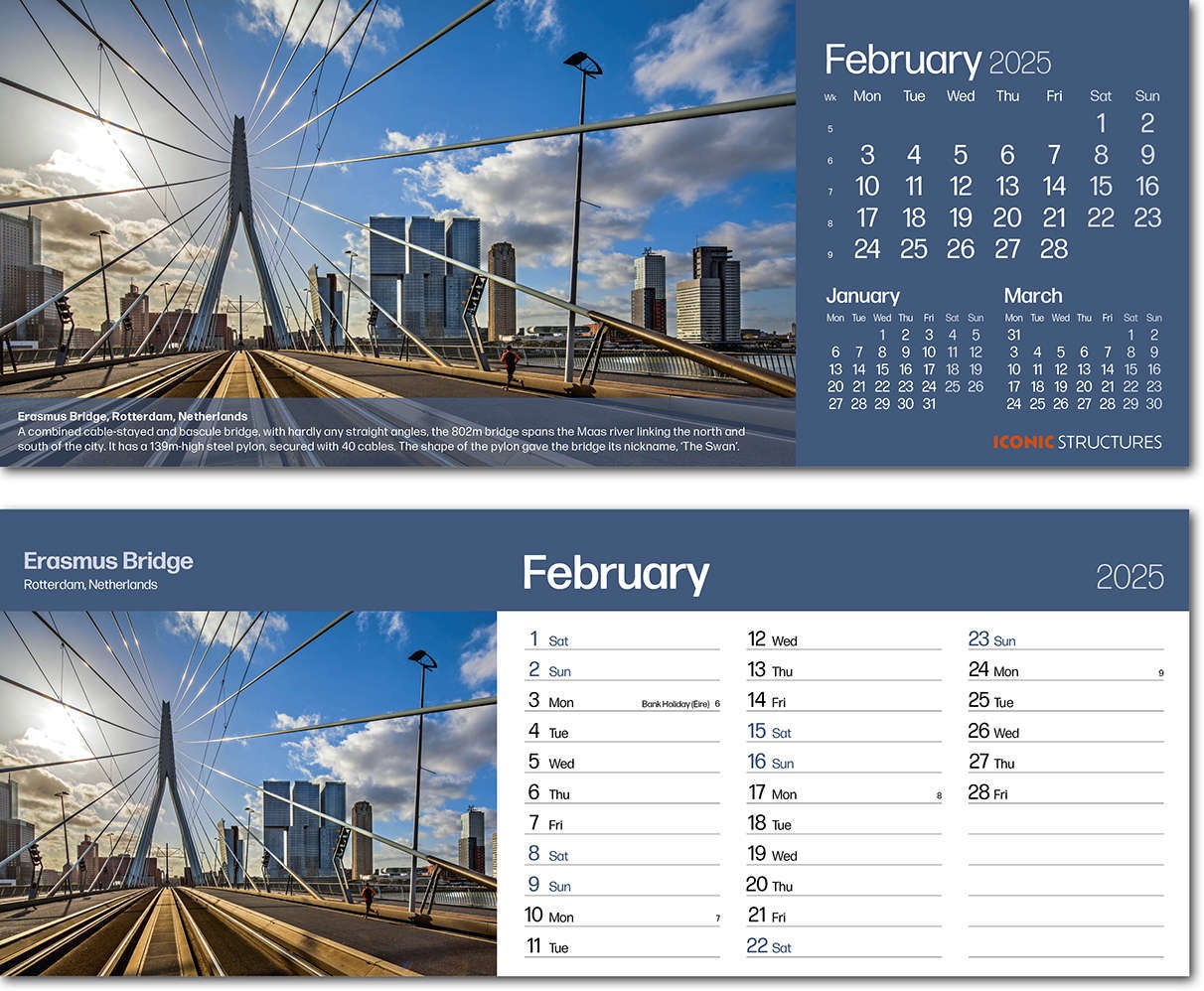 Iconic Structures Premium Lined Easel Desk Calendar