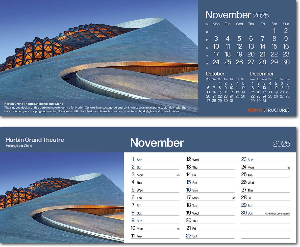 Iconic Structures Premium Lined Easel Desk Calendar
