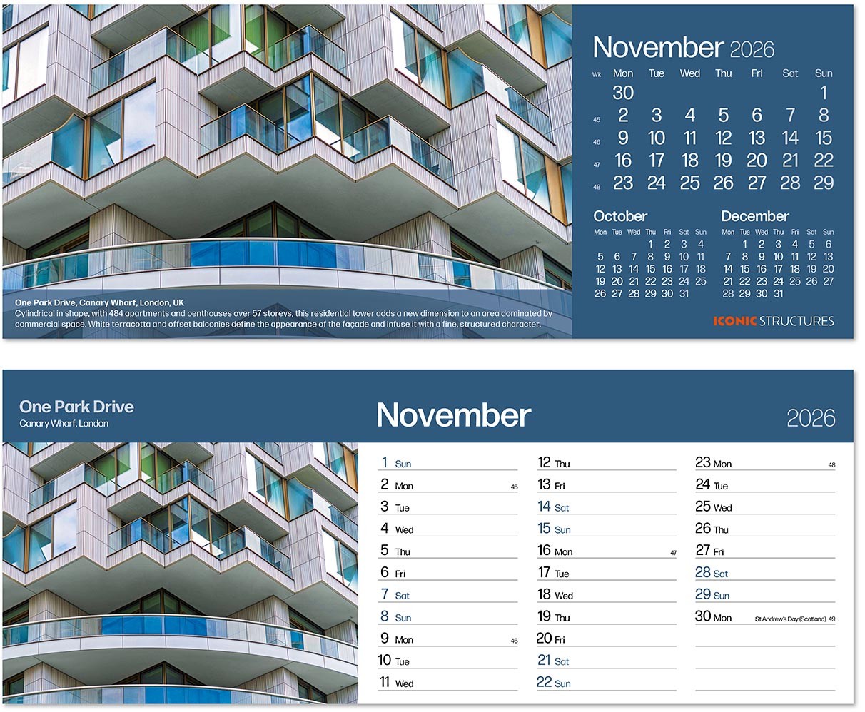 Iconic Structures Desk Calendar
